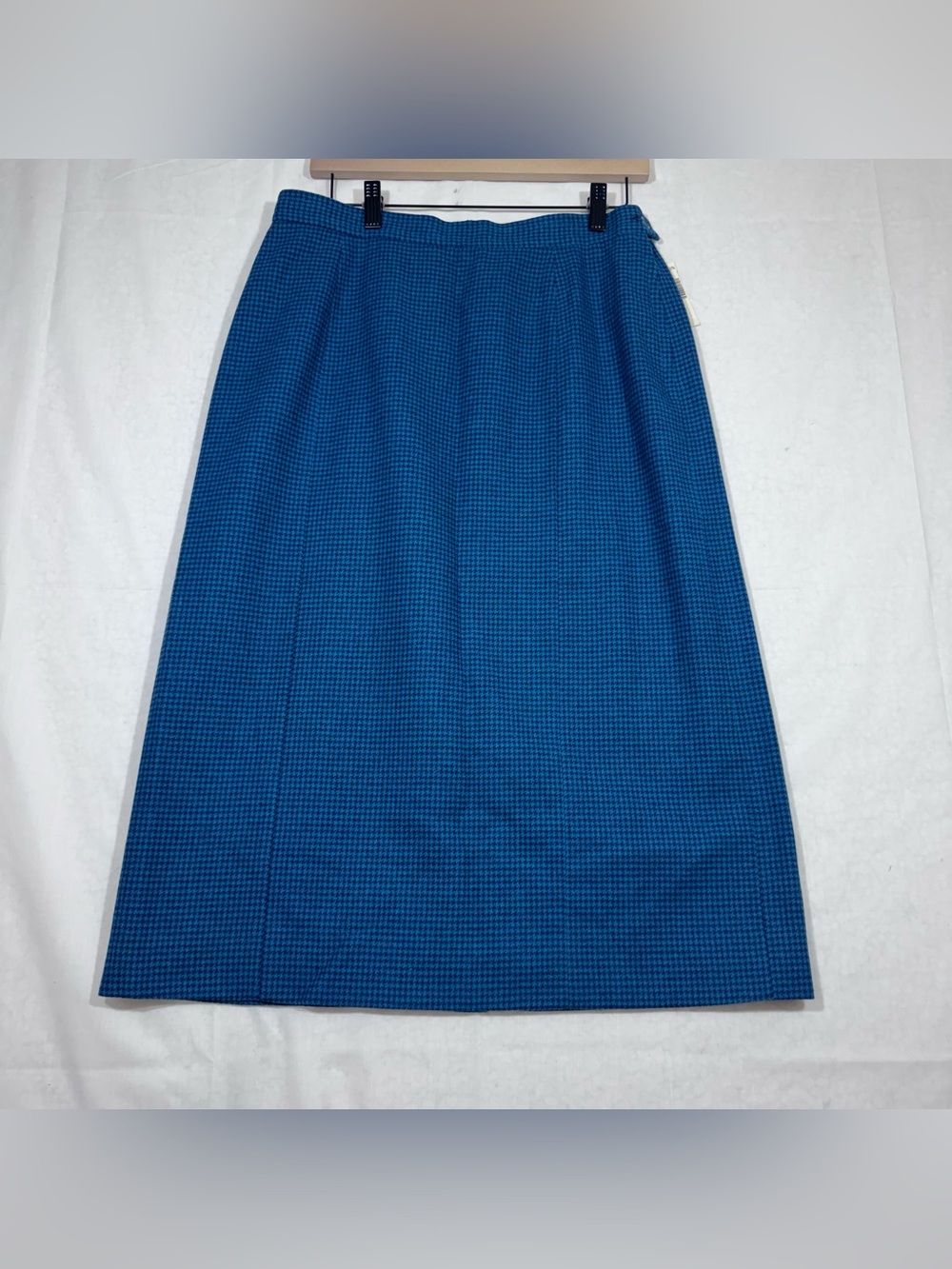 Vtg Pendleton Womens Micro-Houndstooth Wool Midi Pencil Skirt Size 16